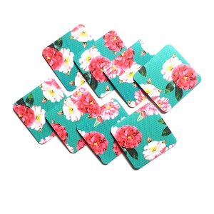 Mini tarjetas verde azulado, tarjetas de floristería, pequeños sobres rosas, tarjetas de papelería femeninas, lindas mini tarjetas florales, tarjetas en blanco 3x3, pequeñas tarjetas cuadradas imagen 4