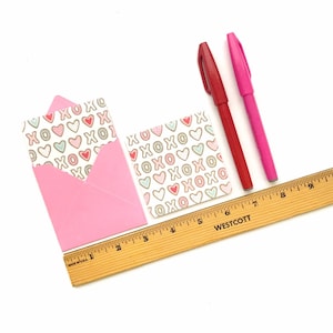 Notes d'amour XOXO, petites cartes de papeterie, notes de livre d'or de mariage, cartes de Saint-Valentin, petites notes d'amour, enveloppes roses blush, cartes de fleuriste