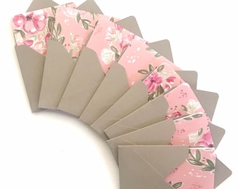 Mini cards, cards with flowers, blank note cards, small envelopes, cute stationery, stationary cards, 3x3 cards, tiny envelopes, square card