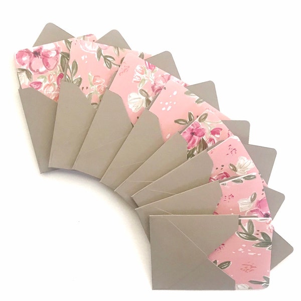 Mini cards, cards with flowers, blank note cards, small envelopes, cute stationery, stationary cards, 3x3 cards, tiny envelopes, square card