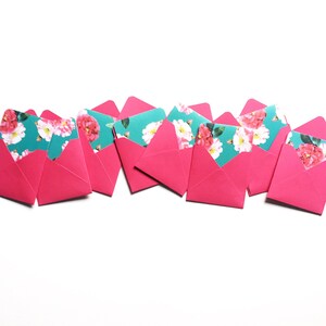 Teal minikaarten, bloemistkaarten, kleine roze enveloppen, girly briefpapierkaarten, schattige bloemenminikaarten, blanco 3x3 kaarten, kleine vierkante kaarten