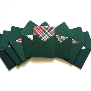 Rustic plaid holiday cards, mini cards, christmas plaid print, rustic christmas card enclosures, gift tags, stocking stuffers, 3x3 cards