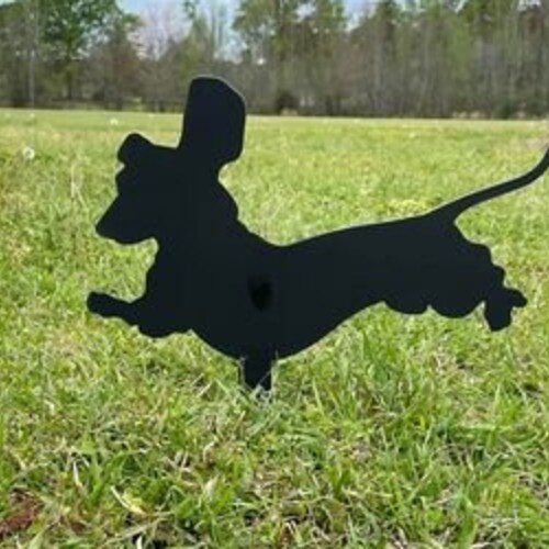 Rusty Finish Metal Garden Art Dachshund Angel Memorial Yard Etsy