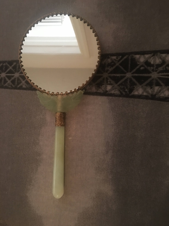 Vintage Chinese Jade hand mirror - image 2