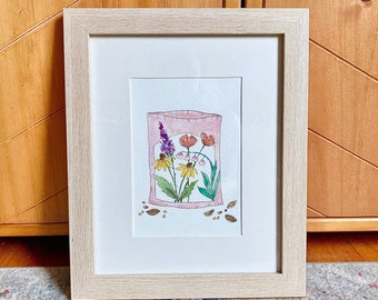 ORIGINAL 8x10 Seed Packet Watercolor painting