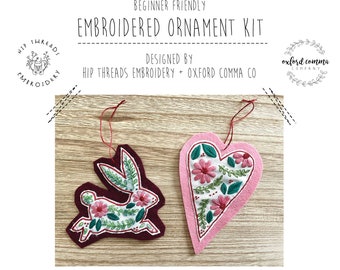 Embroidered Ornament Kit - Bunny and Heart