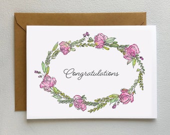 Congratulations Floral Wreath card