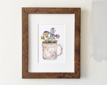 8x10 Pansy Mug matted art print