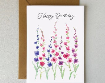 Hollyhock Birthday card