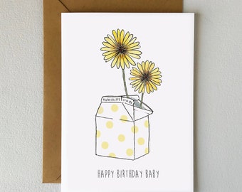 Baby Birthday Milk Carton card