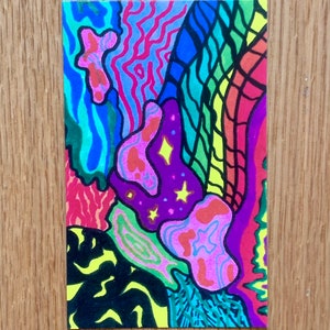 Vibrant Abstract Postcard Mini Drawing Print
