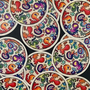 Vibrant Abstract Eco Artwork Waterproof Sticker 3&quot;
