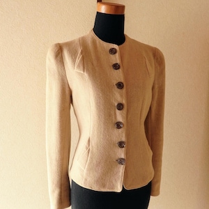 1930s Jacket/ Triangle pocket Blazer Latte beige wool 30s 40s 1940s xs coat art deco