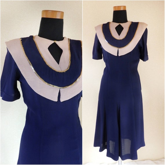 RESEREVED ITEM for M.Y 1940s dress/ 40s color blo
