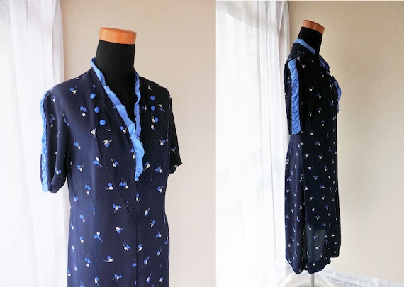 1930s As-is dress/ Midnight Tulip dress / early 30