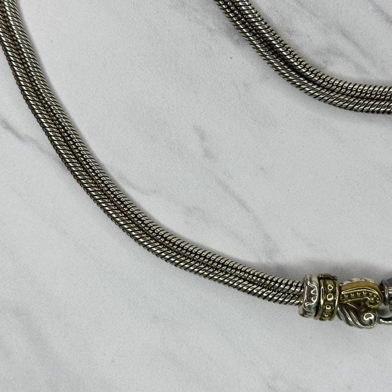 Vintage Brighton Gold Silber Ton Doppel-Schlangenkette Gürtel Haken Verschluss XL Einstellbar 99-112 cm Bild 6