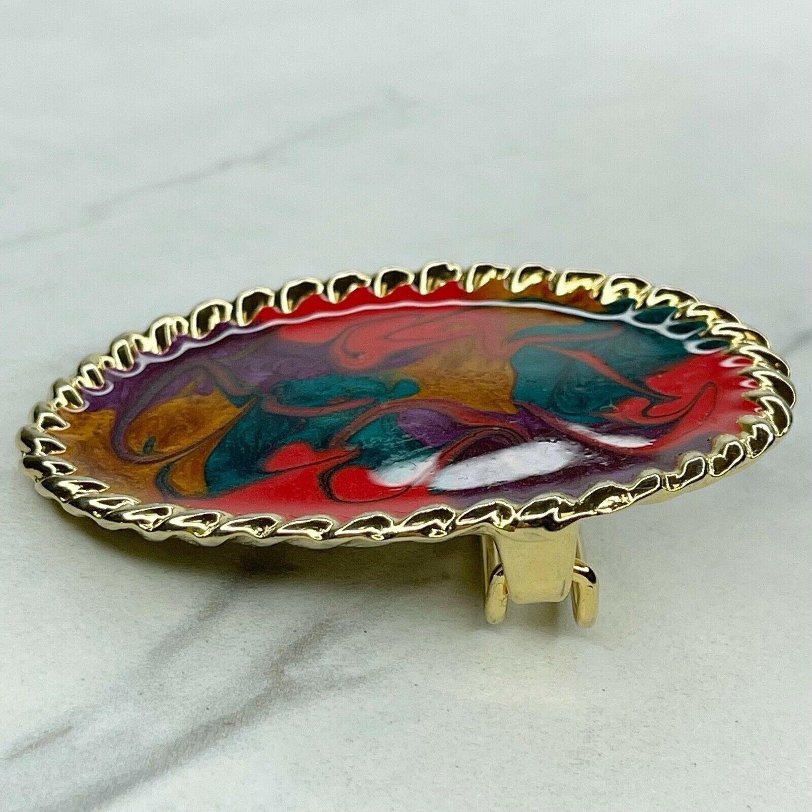 Motion East Gold Tone Vintage Colorful Enamel Swirl Cinch  display picture 1