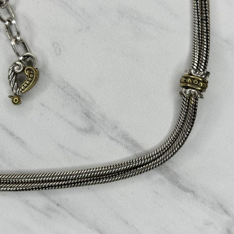 Vintage Brighton Gold Silber Ton Doppel-Schlangenkette Gürtel Haken Verschluss XL Einstellbar 99-112 cm Bild 12