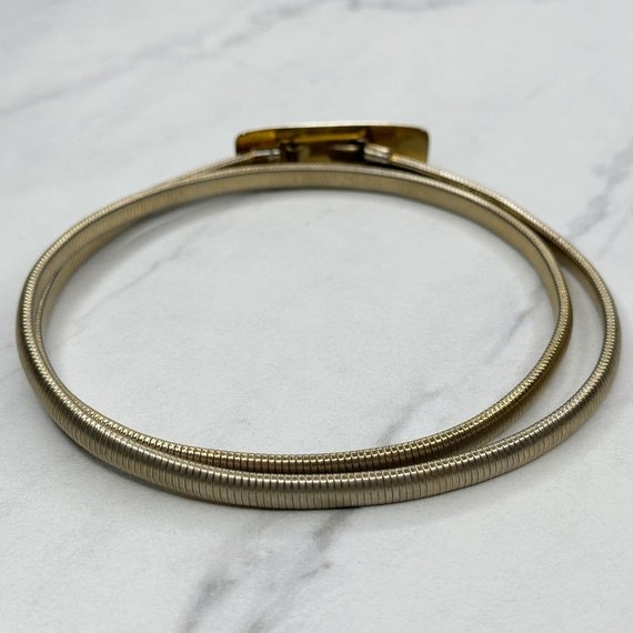 Vintage Gold Tone Bar Buckle Coil Stretch Cinch B… - image 4