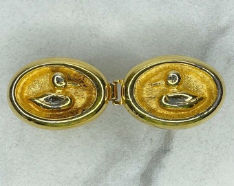 Dotty Smith Gold Tone Vintage Signed Small Duck 2 Piece Interlocking Belt Buckle
