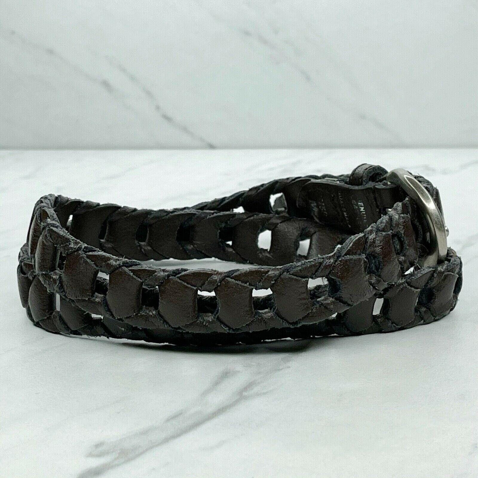 Woven Brown Authentic Leather Belt with Silver Ring Buckle RRL Leather Braided OO Ring Belt - Dark Brown | Woven Belts  main image 2
