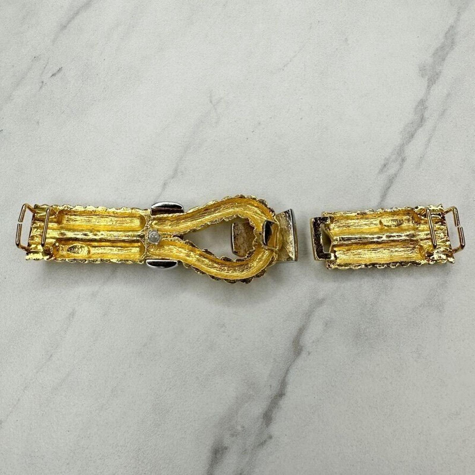 Gay Boyer Vintage Two Piece Interlocking Belt Buckle Gold  display picture 1