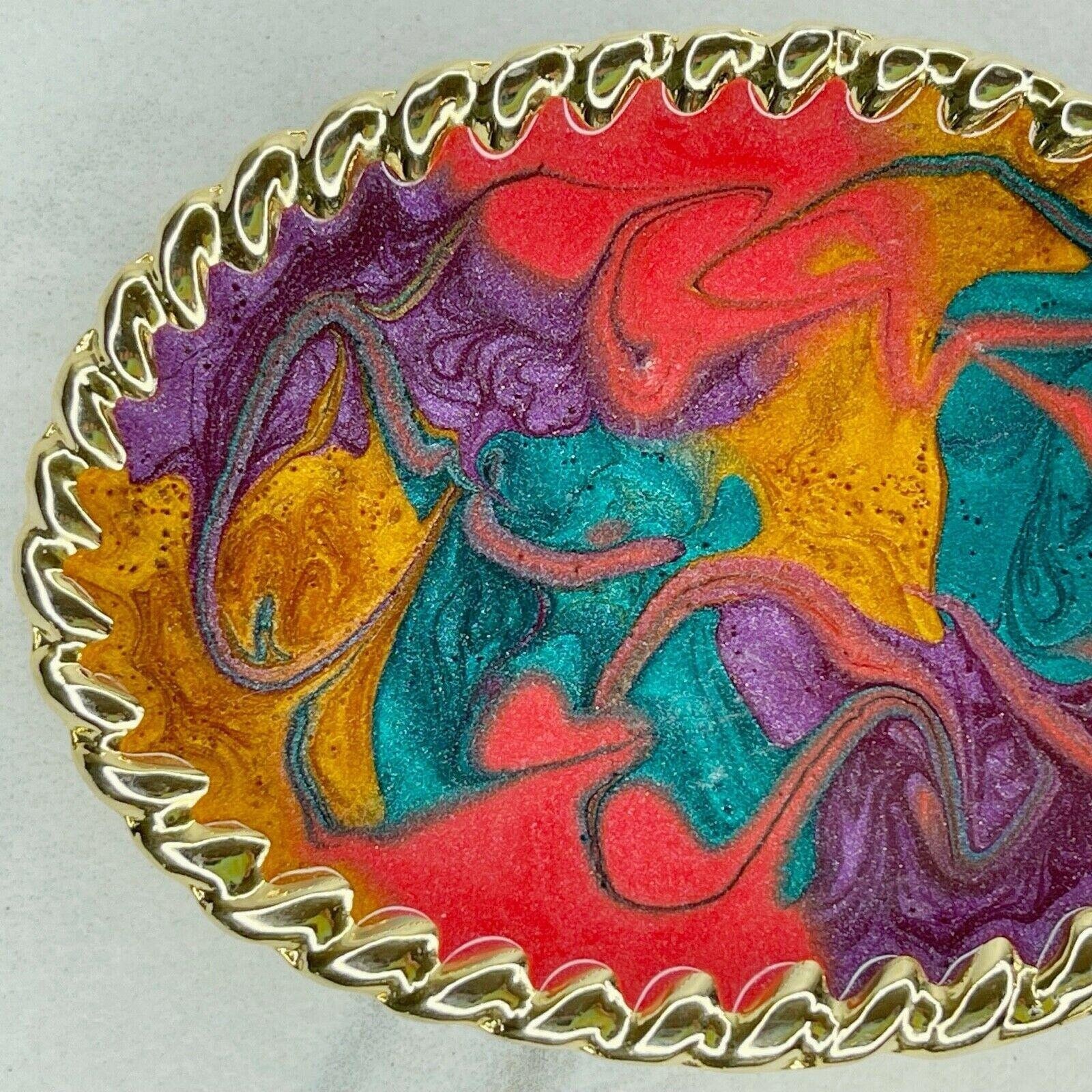 Motion East Gold Tone Vintage Colorful Enamel Swirl Cinch  display picture 3