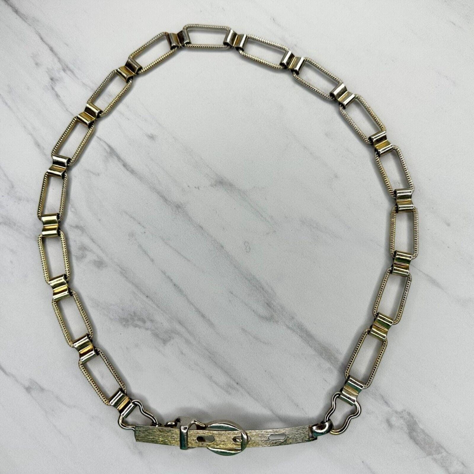 Vintage Gold Chain Link Belt XS Textured Metal Hardware 