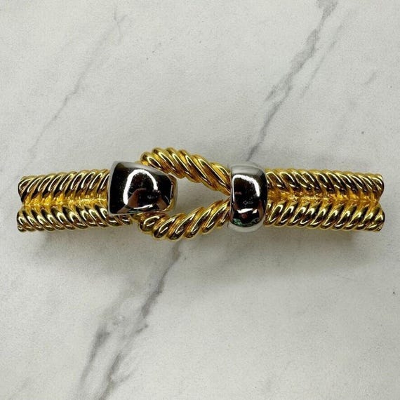Gay Boyer Vintage Two Piece Interlocking Belt Buckle Gold 