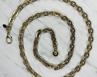 Vintage klobige Gold-Ton Oval Kettenglied Ball Charm Gürtel One Size OS verstellbar 48 "Made in Korea