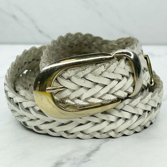 Genuine Braided Leather Gold, Silver and White Braided Leather Necklace: 14K White Gold Clasp, Gift for Man  main image 4