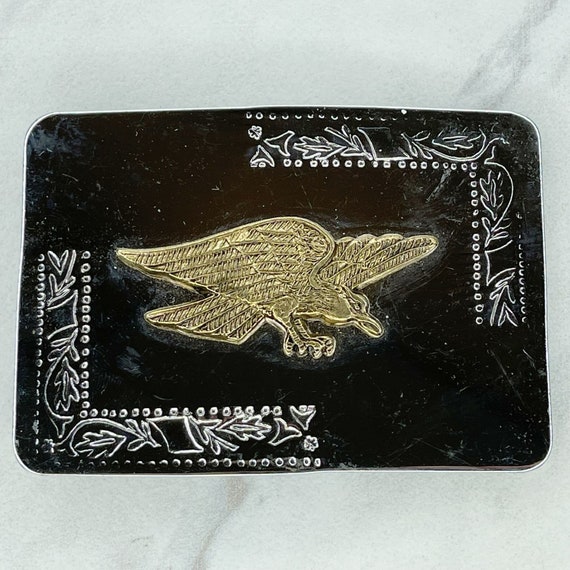 Fly Fishing Scene on Embossed Metal Western Belt Buckle