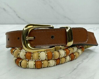 Vintage Navy Blue Gold Tone Stretch Cinch Belt Small Medium  display picture 2