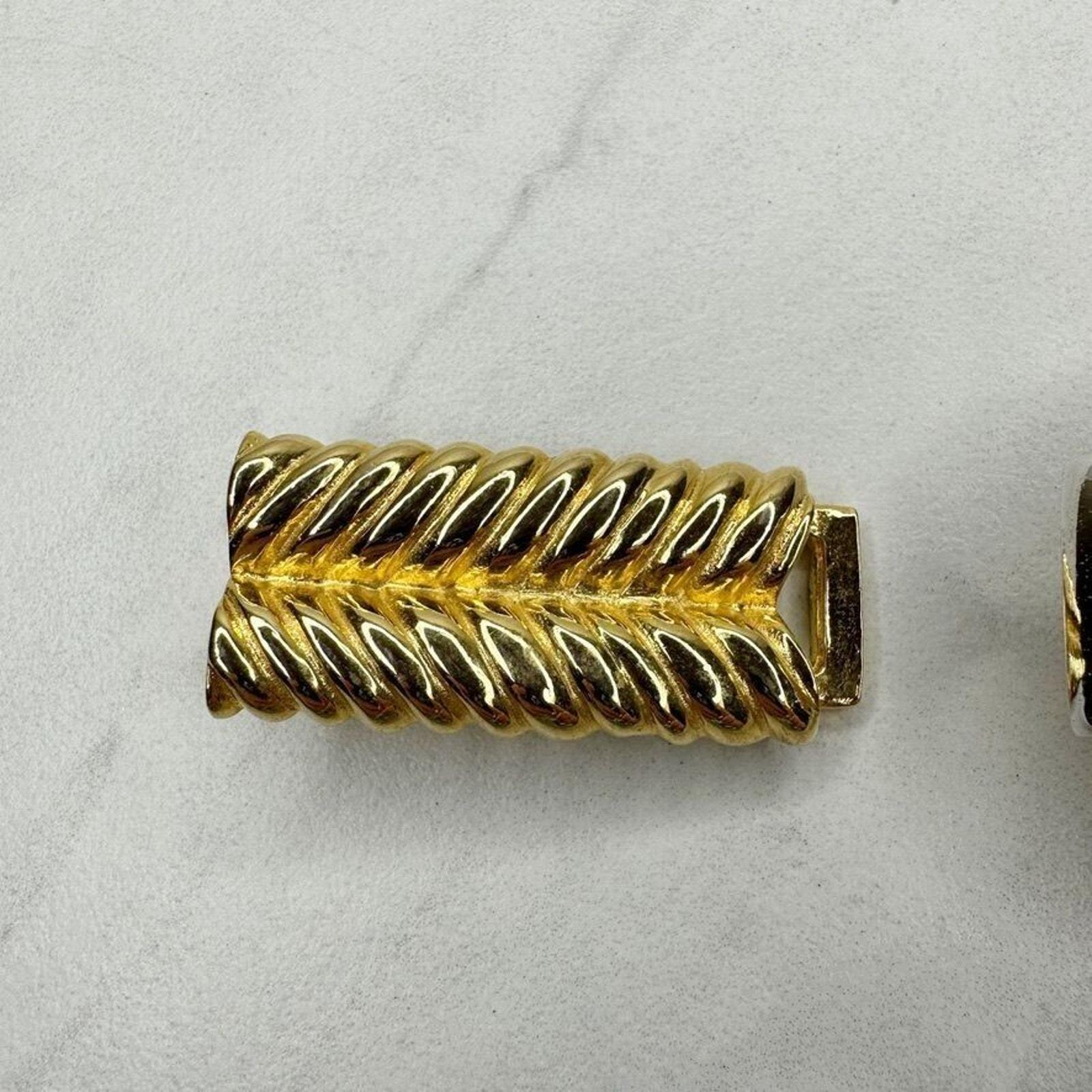 Vintage Gay Boyer Gold Tone Chain 2 Piece Interlocking Belt Buckle New Two Piece Gay Boyer Gold Tone Belt Buckle 80s 90s Flower  main image 3