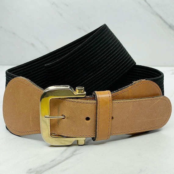 Gold Stretch Belt Vintage Medium Vintage Gold Fish Scale Stretch Belt - Medium, Floral Buckle  main image 4