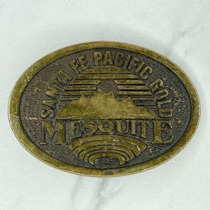 Vintage Santa Fe Pacific Railroad Belt Buckle | Gold Mesquite Design | Western Collectible | Train Memorabilia