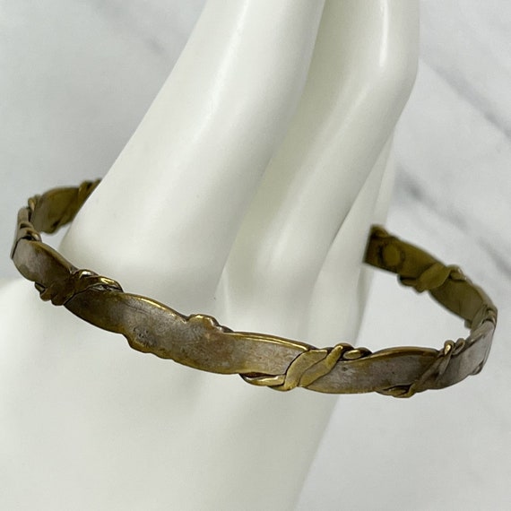 Vintage Mexico Silver Tone Braided Flat Bangle Br… - image 8