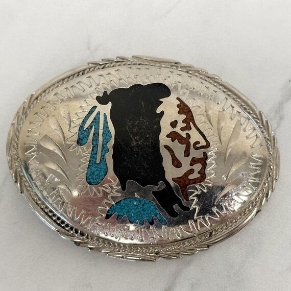 Eagle Rock Trading POST-Native American Jewelry Item #1025E- Extra Large Navajo Stamped Sun Symbols Raised Sunface Sterling Silver Belt Buckle by Emerson Bill