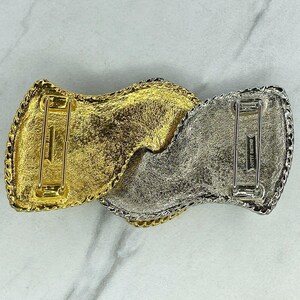 Dotty Smith Silver and Gold Tone Vintage Hook Hammered Metal 2 Piece Belt Buckle image 2