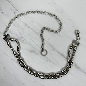 Silver Oval Chain Belt and Leather - Etsy display picture 1