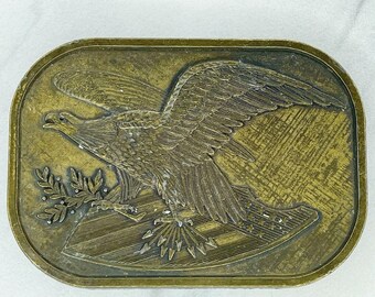 Bronze Tone Vintage Eagle Flag Belt Buckle