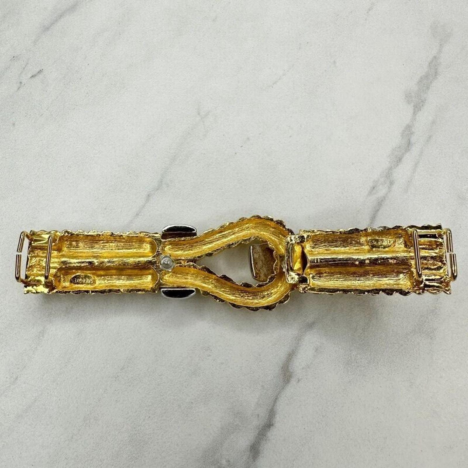 Gay Boyer Vintage Two Piece Interlocking Belt Buckle Gold  display picture 1