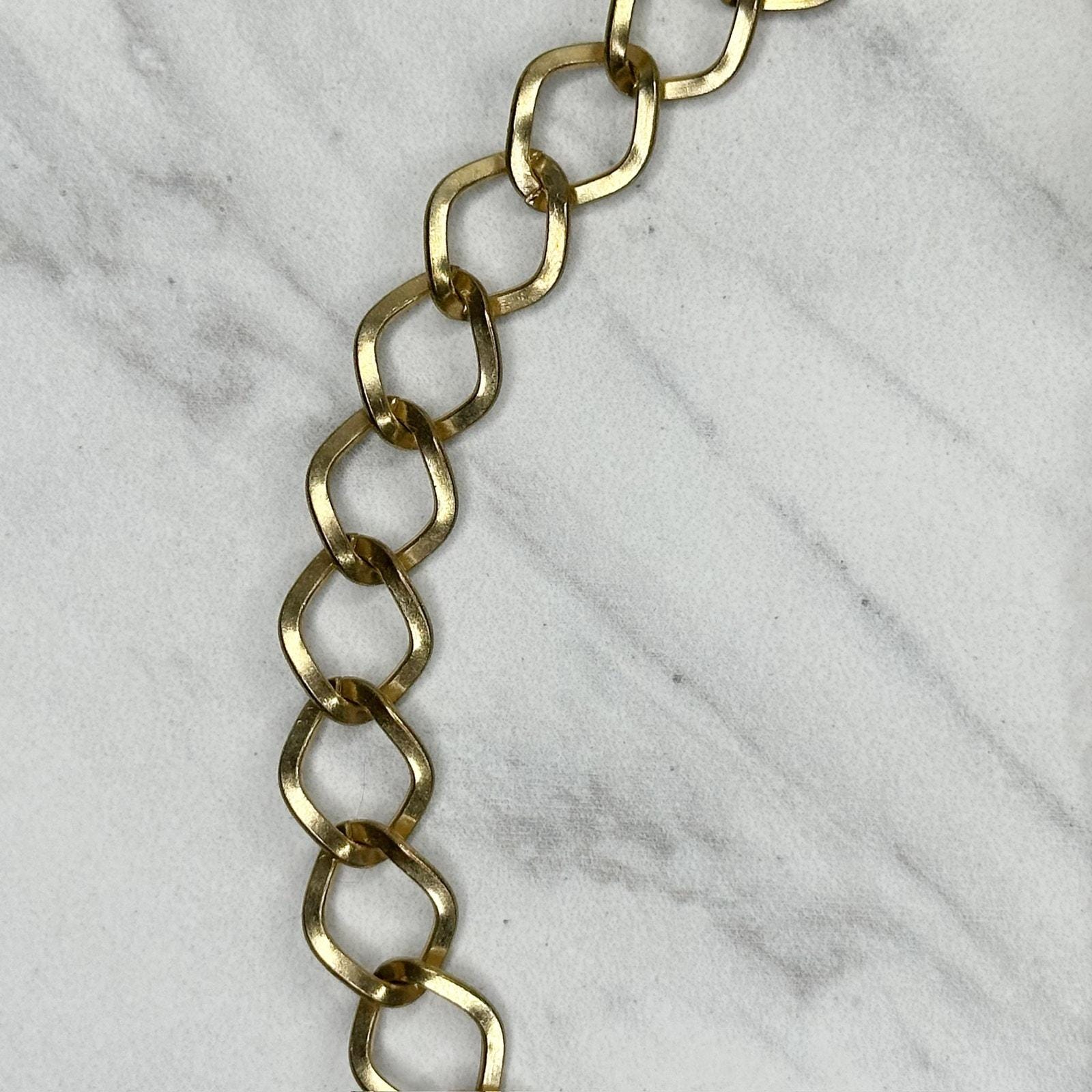Vintage Style Adjustable Gold Tone Oval Link Chain Belt Statement Accessory Vintage NOS Gold Tone Equestrian Horseshoe Charm Chain Link  main image 3