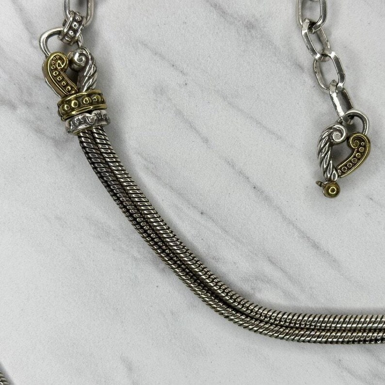 Vintage Brighton Gold Silber Ton Doppel-Schlangenkette Gürtel Haken Verschluss XL Einstellbar 99-112 cm Bild 13