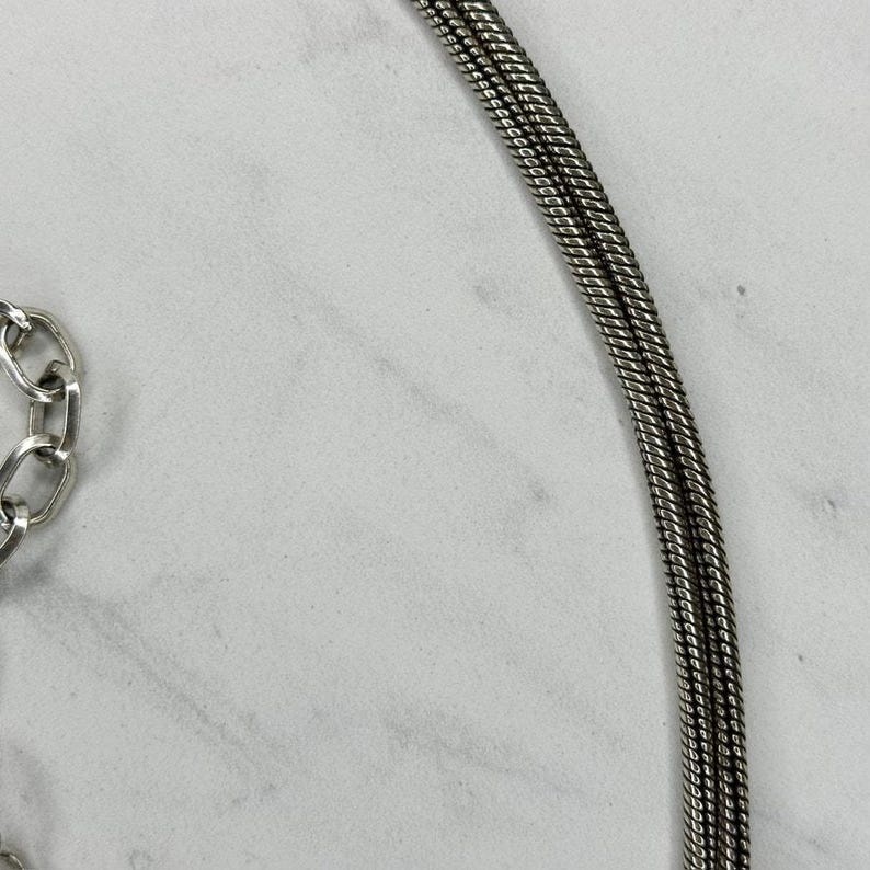 Vintage Brighton Gold Silber Ton Doppel-Schlangenkette Gürtel Haken Verschluss XL Einstellbar 99-112 cm Bild 11