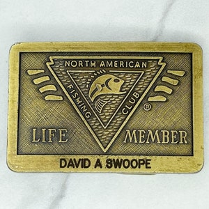 Vintage North American Fishing Club Life Member Personalized David Belt Buckle