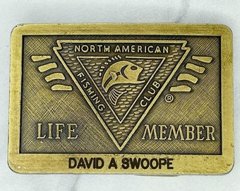 Vintage North American Fishing Club Life Member Personalized David Belt Buckle