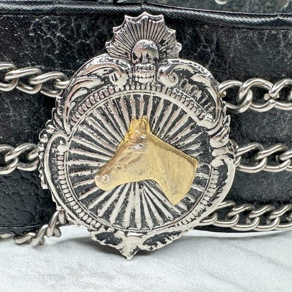 Equestrian Argentinean leather coin belt Vintage Argentina Coin Studded Leather Equestrian Belt Size  main image 3