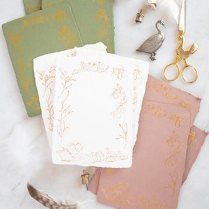 12 giorni di biglietti di auguri natalizi in lamina d'oro pressati su carta fatta a mano glitterata / Set di 5