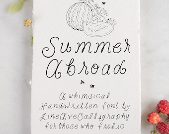 Summer Abroad Font whimsical handwritten opentype font with randomized characters
